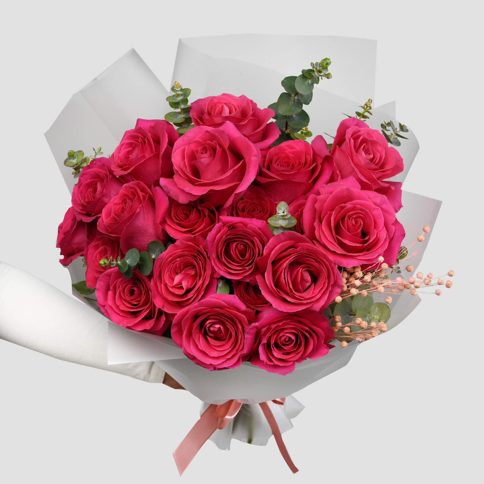 Flori pentru iubita – California Flowers, Buchet 25 trandafiri Pink, Californiaflowers.ro