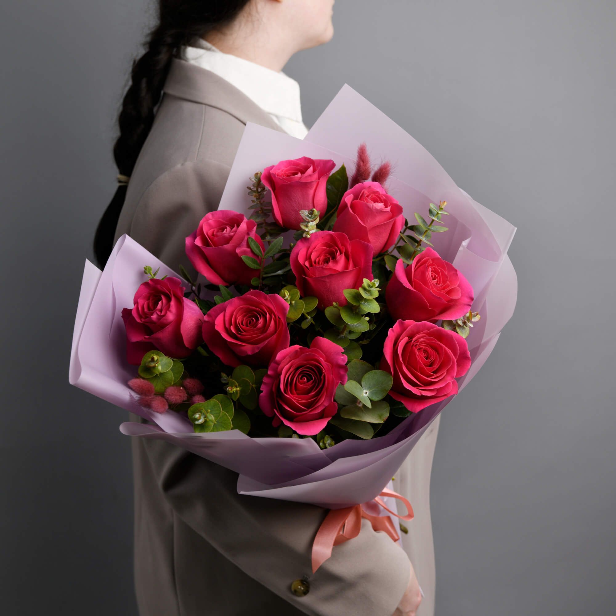 Buchet 9 trandafiri Pink, 3, Californiaflowers.ro