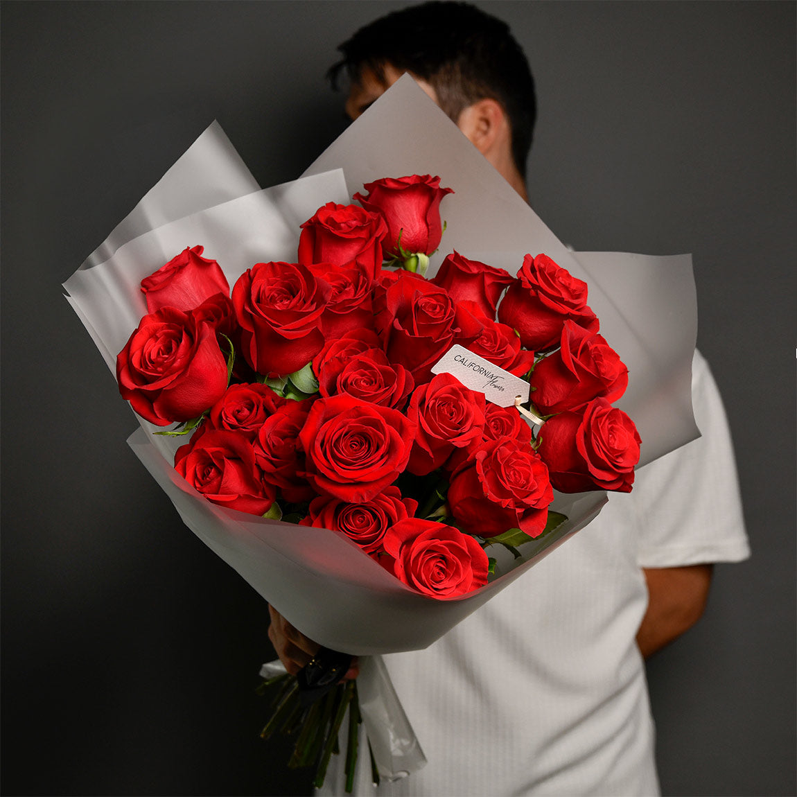 Flori de Florii - California Flowers, Buchet 25 trandafiri rosii, Californiaflowers.ro