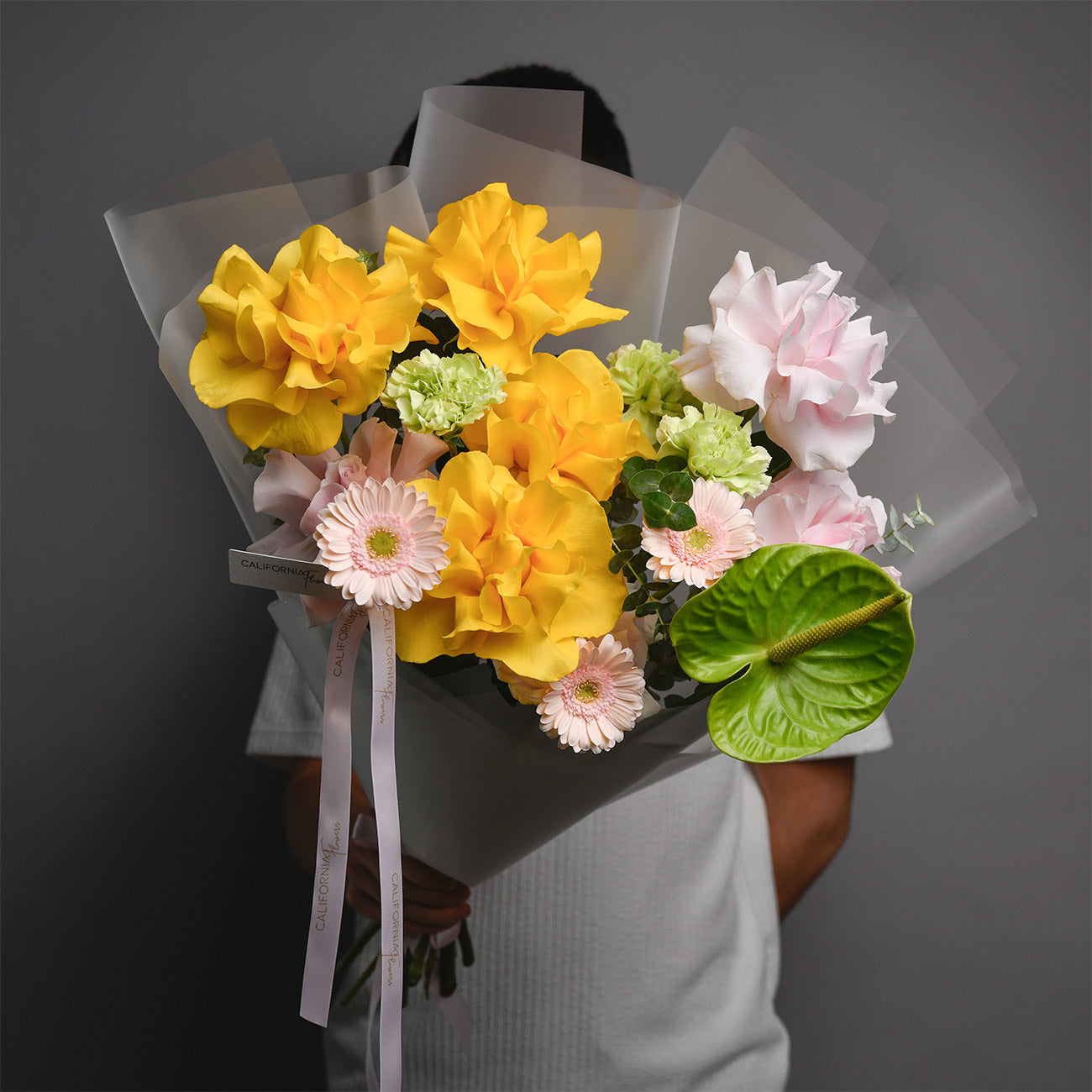 Flori de Vara, Buchet cu trandafiri, gerbera si anthurium, Californiaflowers.ro
