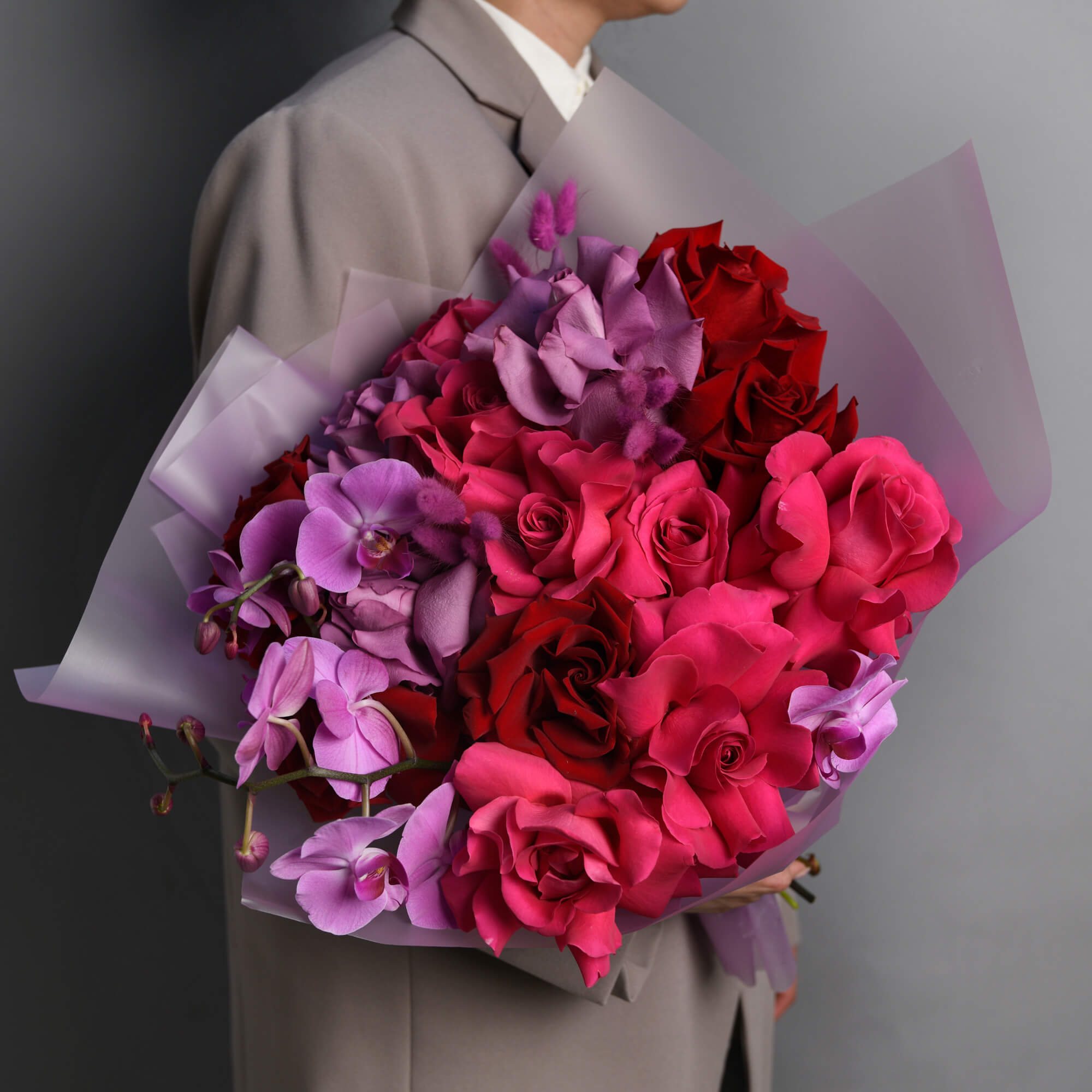 Buchete flori mixte, Buchet trandafiri si orhidee phalaenopsis, Californiaflowers.ro