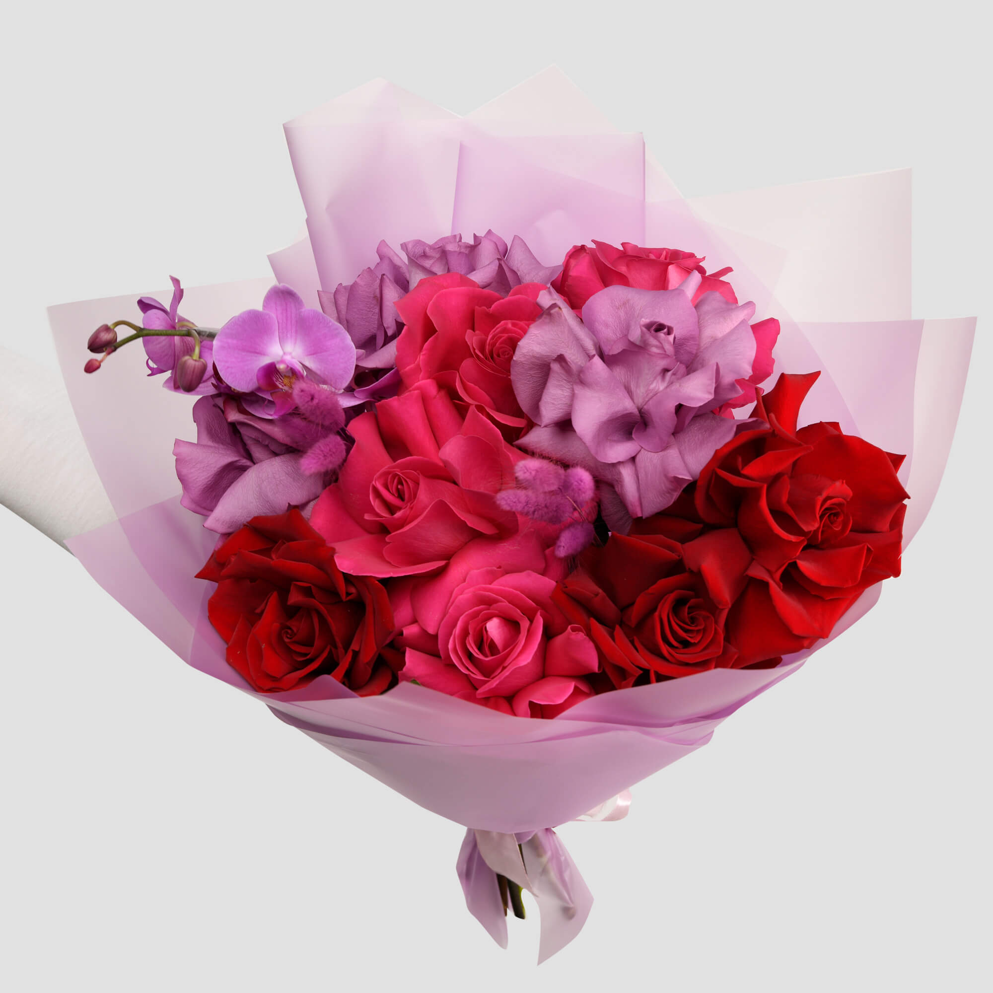 Buchete flori mixte, Buchet orhidee phalaenopsis si trandafiri, Californiaflowers.ro