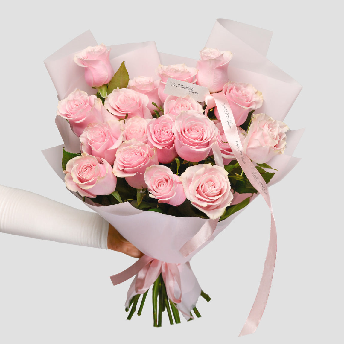 Aranjamente florale nou nascut - California Flowers, Buchet 19 trandafiri roz, Californiaflowers.ro