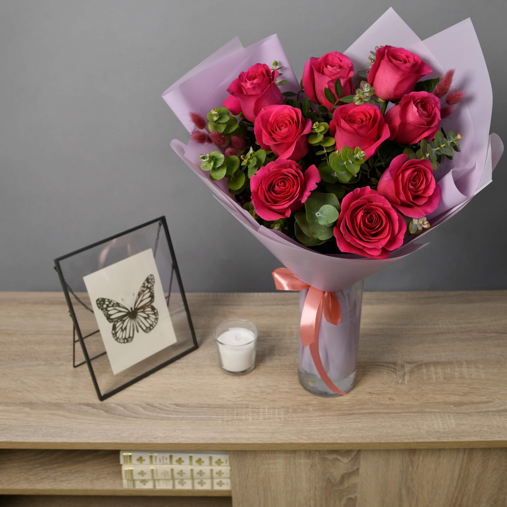 Buchet 9 trandafiri Pink, 4, Californiaflowers.ro