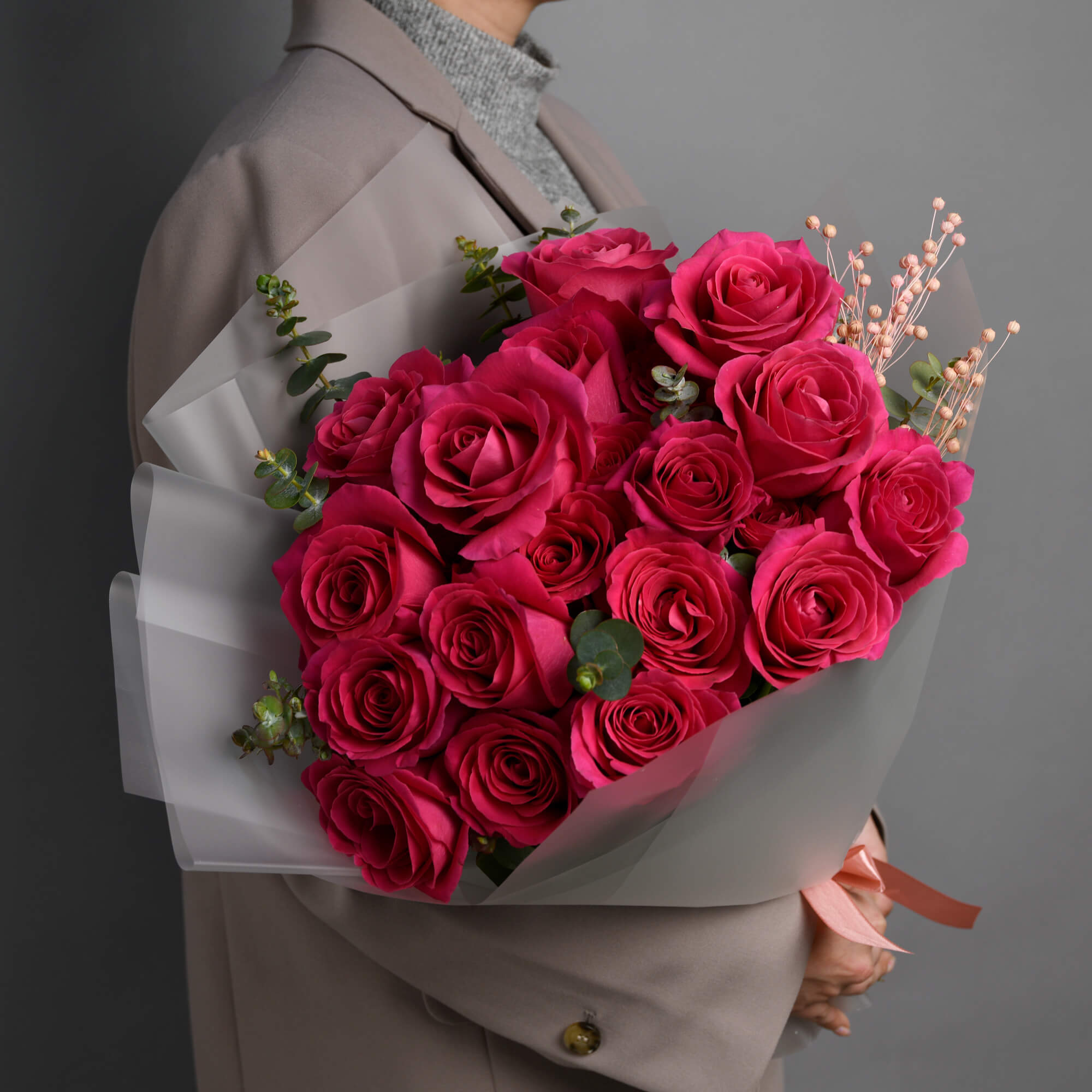 Flori pentru iubita – California Flowers, Buchet 25 trandafiri Pink, Californiaflowers.ro