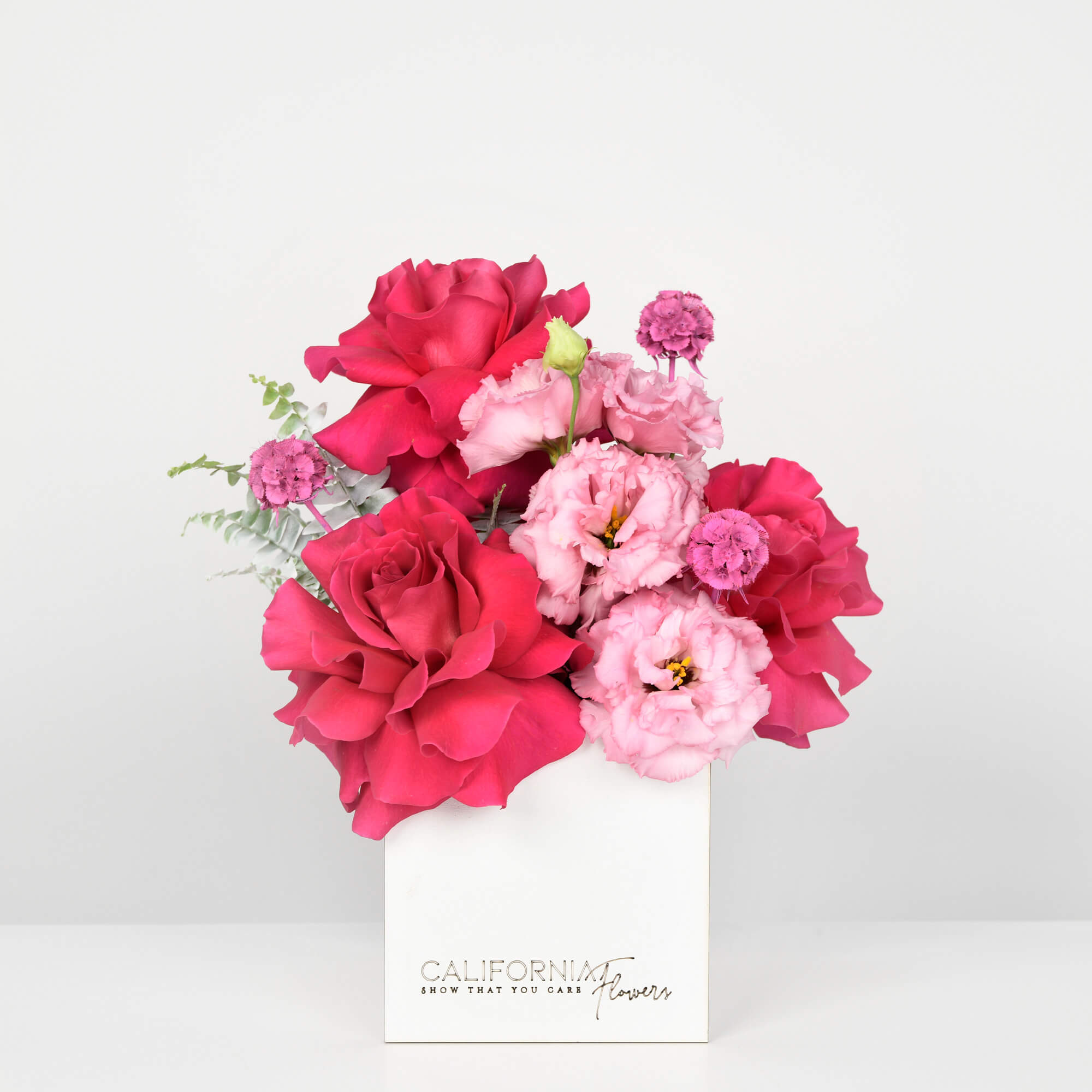 Cutie cu trandafiri Pink si lisianthus, 1
