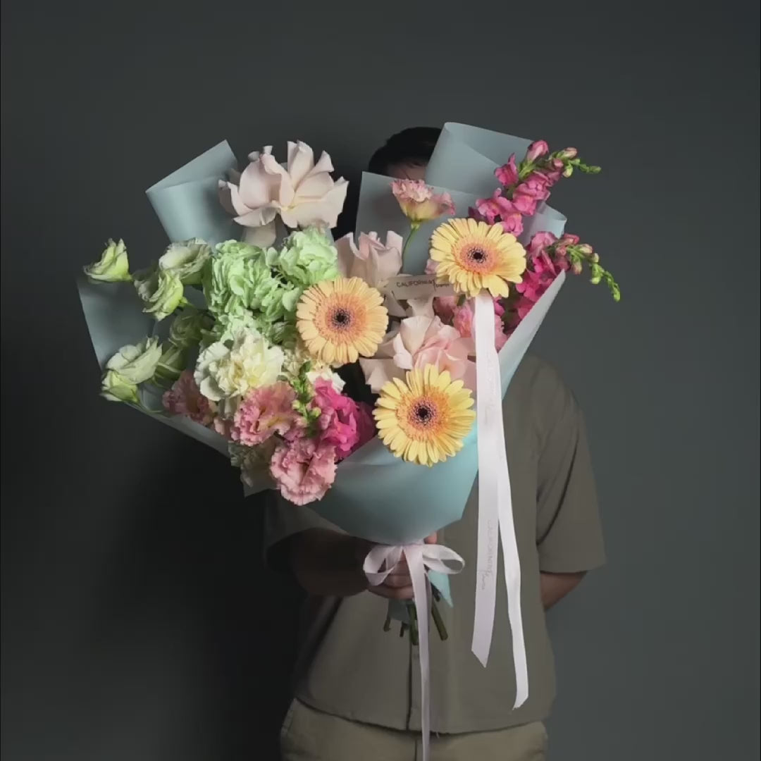 Buchet hortensie, gerbera si trandafiri speciali, 4, Californiaflowers.ro