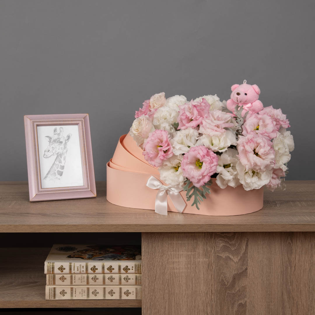 Aranjament in landou pink, 3, Californiaflowers.ro