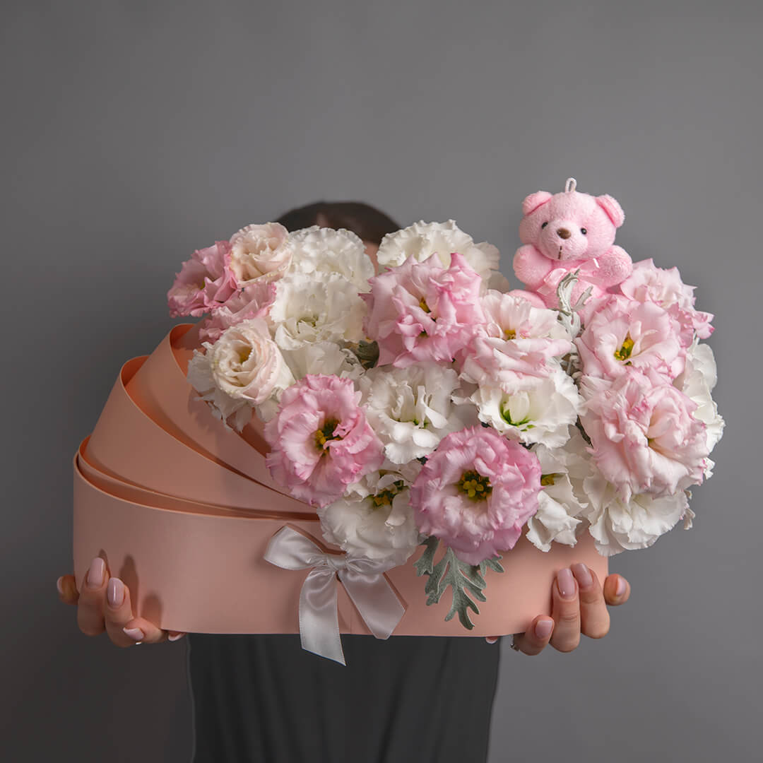 Aranjament in landou pink, 4, Californiaflowers.ro