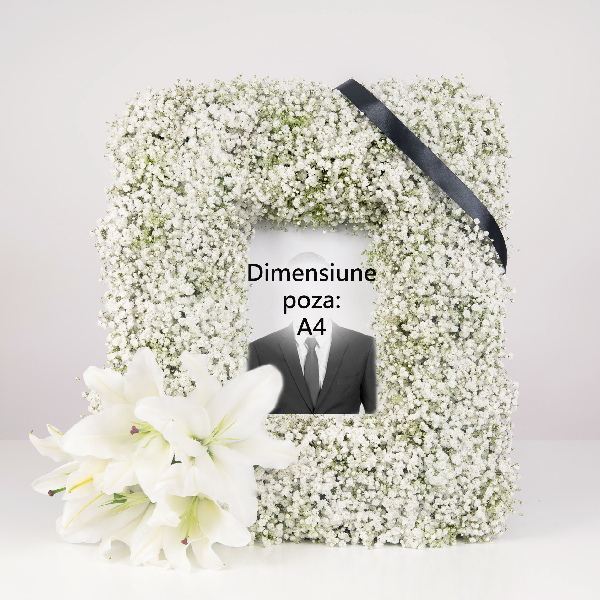 Coroane funerare, Aranjament floral funerar cu gypsophila si crini, Californiaflowers.ro