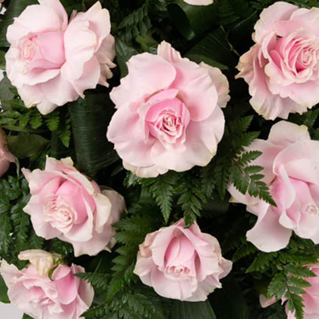 Coroane funerare, Aranjament floral funerar cu trandafiri roz, Californiaflowers.ro