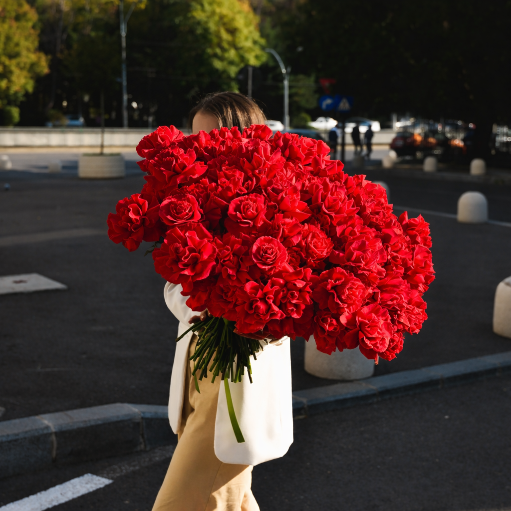 Flori de Valentine's Day - California Flowers, Buchet 101 trandafiri rosii speciali, Californiaflowers.ro