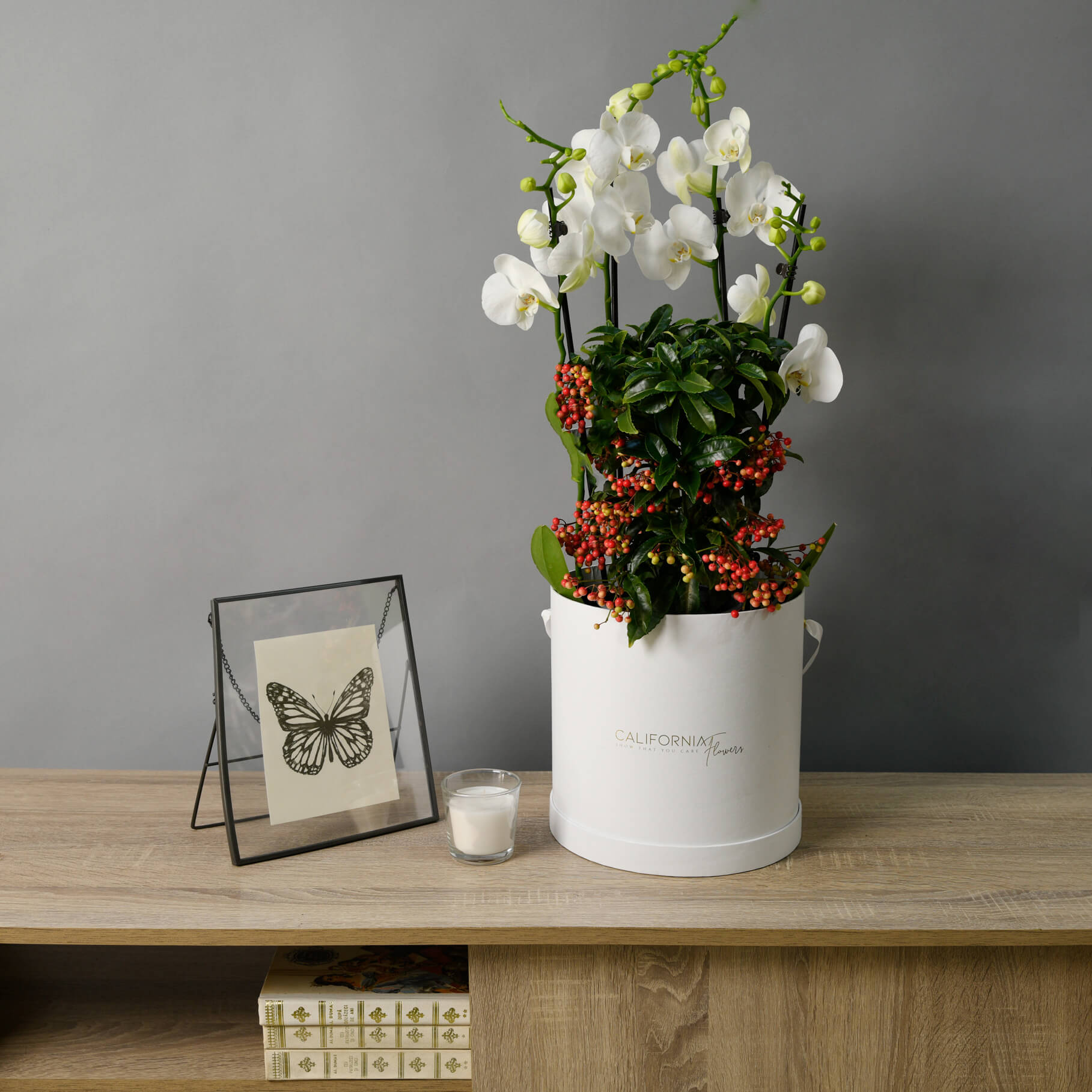 Aranjament cu Orhidee Phalaenopsis si Ardisia, 3, Californiaflowers.ro