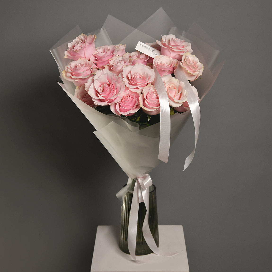 Buchet 25 trandafiri roz, 3, Californiaflowers.ro