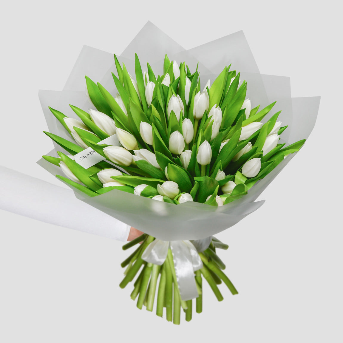 Flori de primavara, Buchet 49 lalele albe, Californiaflowers.ro