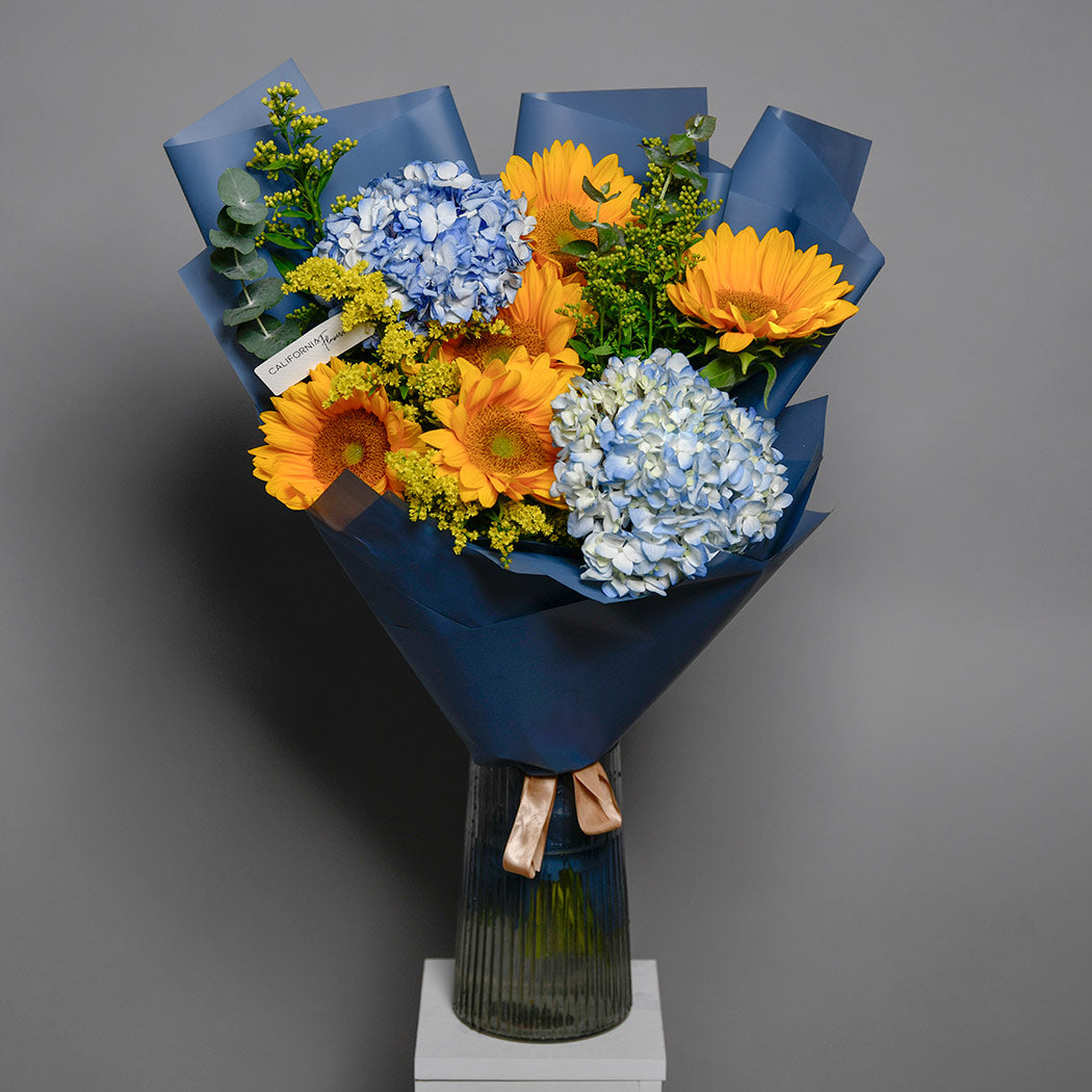 Buchet hortensie si floarea soarelui, 5, Californiaflowers.ro