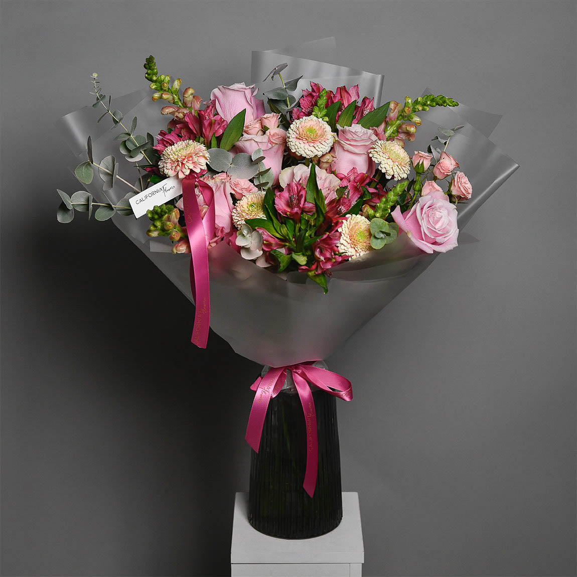 Buchet trandafiri roz si alstroemeria, 7, Californiaflowers.ro