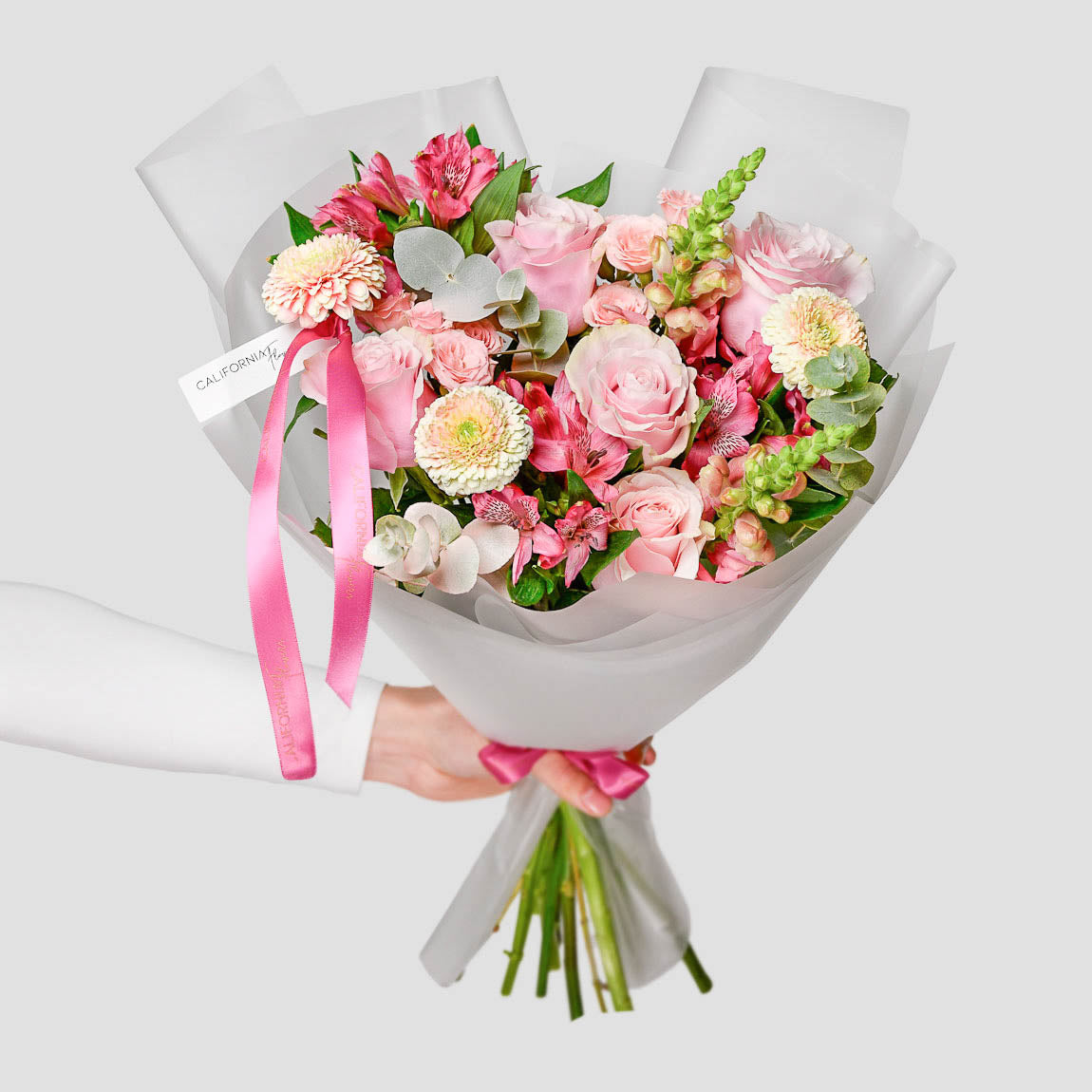 Florarie online - California Flowers ✅, Buchet trandafiri roz si alstroemeria, Californiaflowers.ro