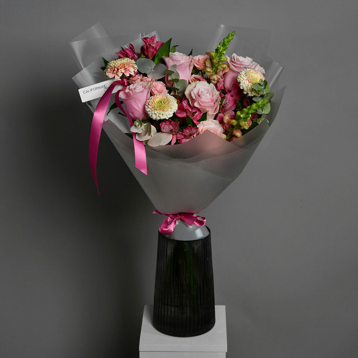 Buchet trandafiri roz si alstroemeria, 8, Californiaflowers.ro