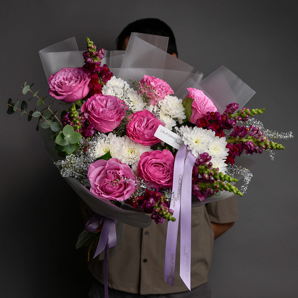 Buchet trandafiri roz si crizanteme, 4, Californiaflowers.ro