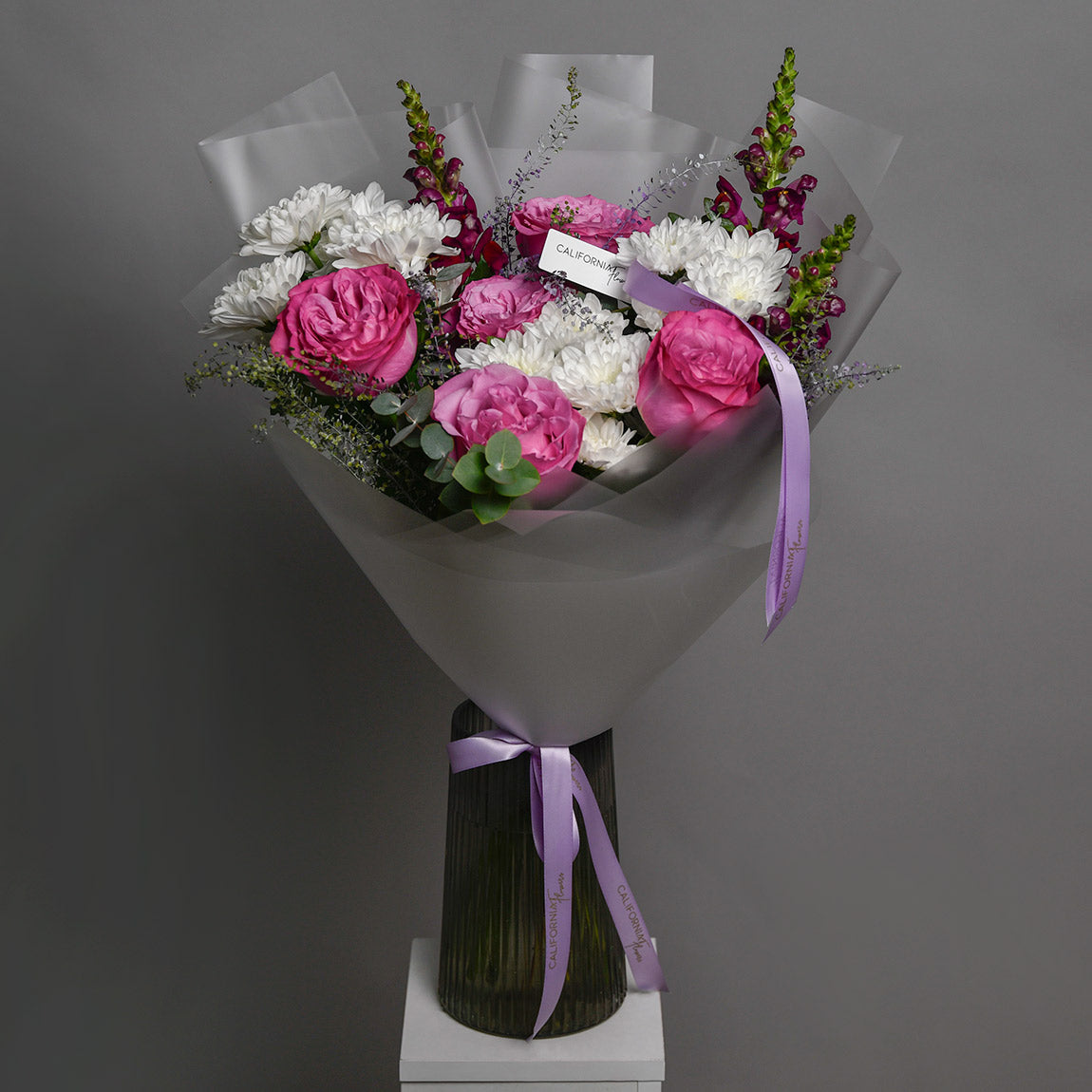 Buchet trandafiri roz si crizanteme, 8, Californiaflowers.ro