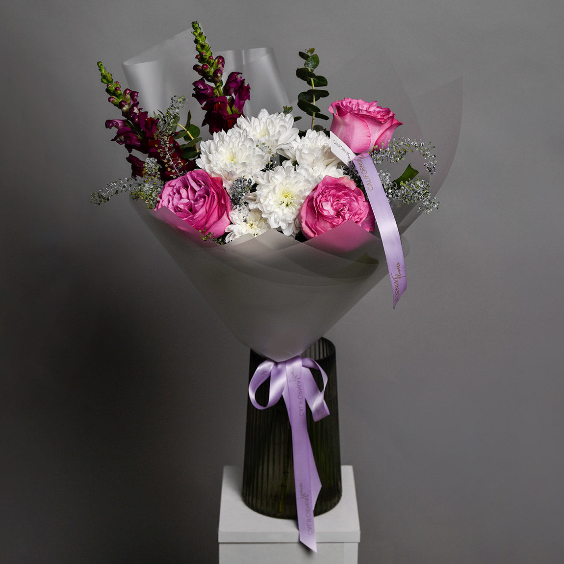 Buchet trandafiri roz si crizanteme, 9, Californiaflowers.ro