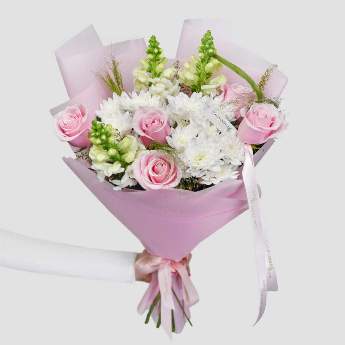 Buchete flori mixte, Buchet trandafiri si crizanteme albe, Californiaflowers.ro