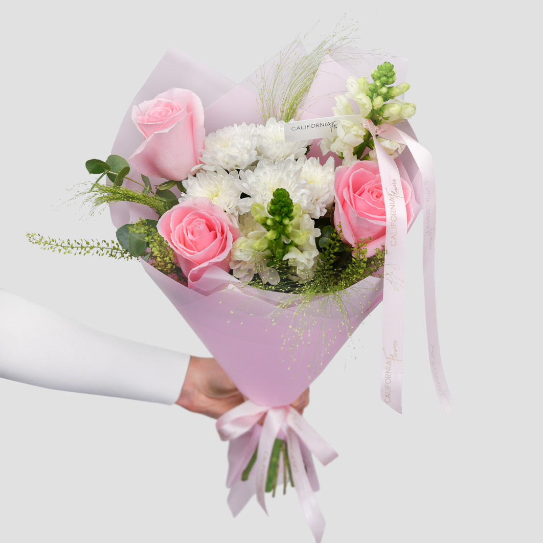 Buchet trandafiri si crizanteme albe, 3, Californiaflowers.ro