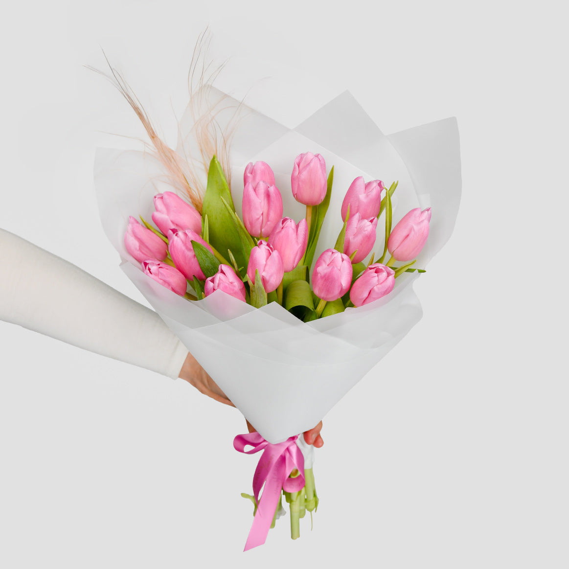 Flowers of Dragobete - California Flowers, Bouquet of 15 pink tulips, Californiaflowers.ro