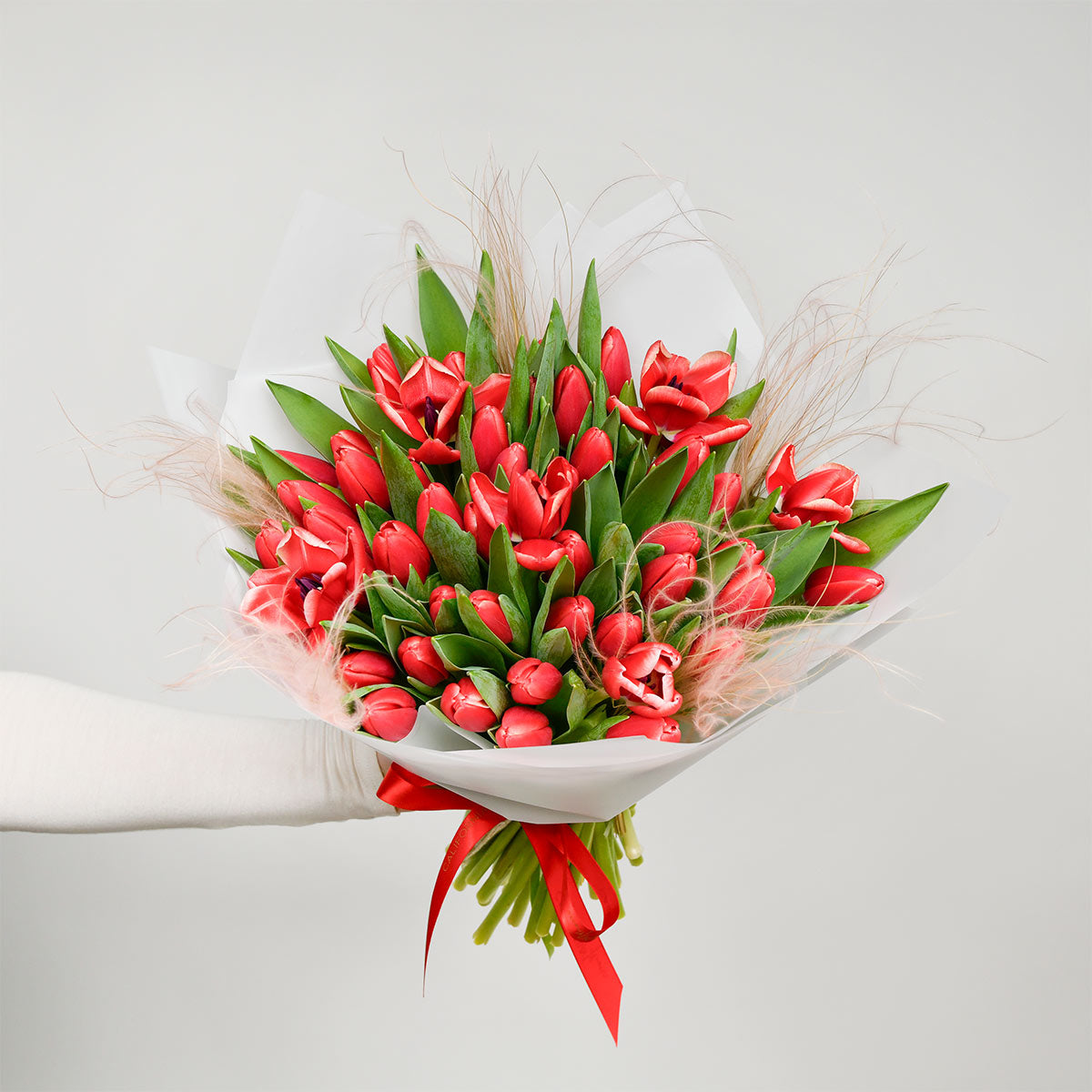 Flowers of Dragobete - California Flowers, Bouquet of 37 red tulips, Californiaflowers.ro