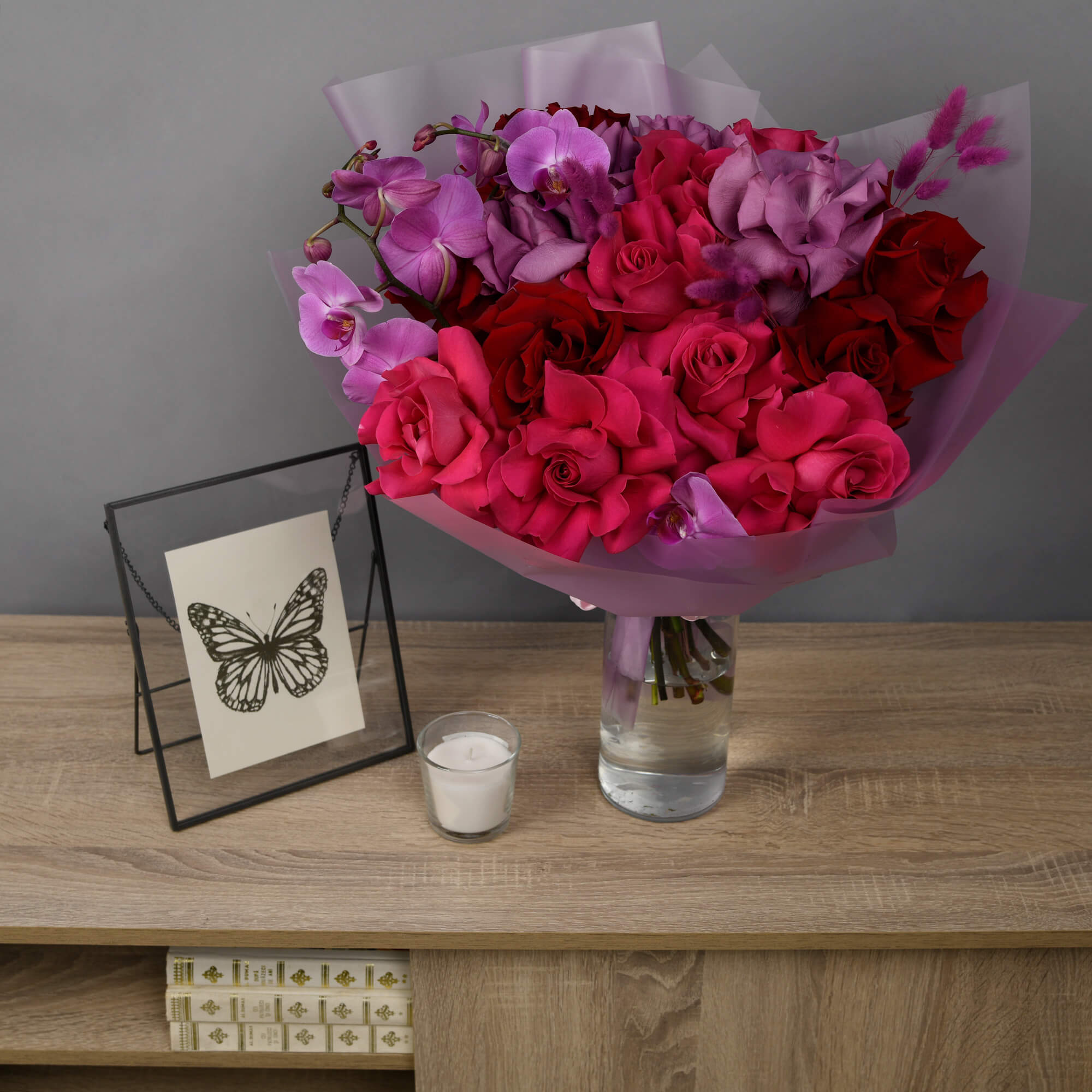 Bouquet of roses and phalaenopsis, 3, Californiaflowers.ro