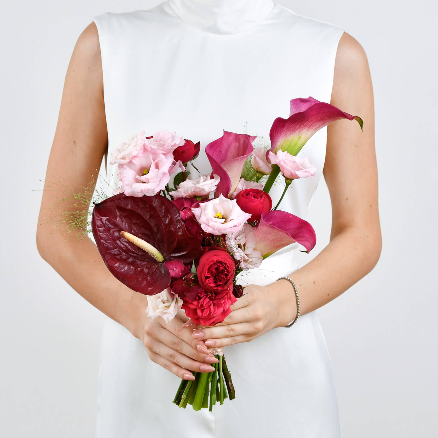Buchete mireasa si nasa - California Flowers, Buchet de mireasa cu anthurium si hortensie, Californiaflowers.ro
