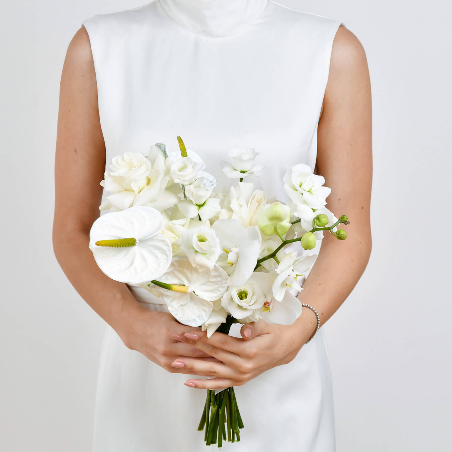 Buchete mireasa si nasa - California Flowers, Buchet de mireasa cu anthurium si phalaenopsis, Californiaflowers.ro