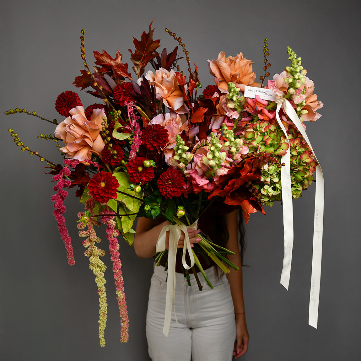 Buchet trandafiri speciali, dalii si hortensie, 3, Californiaflowers.ro