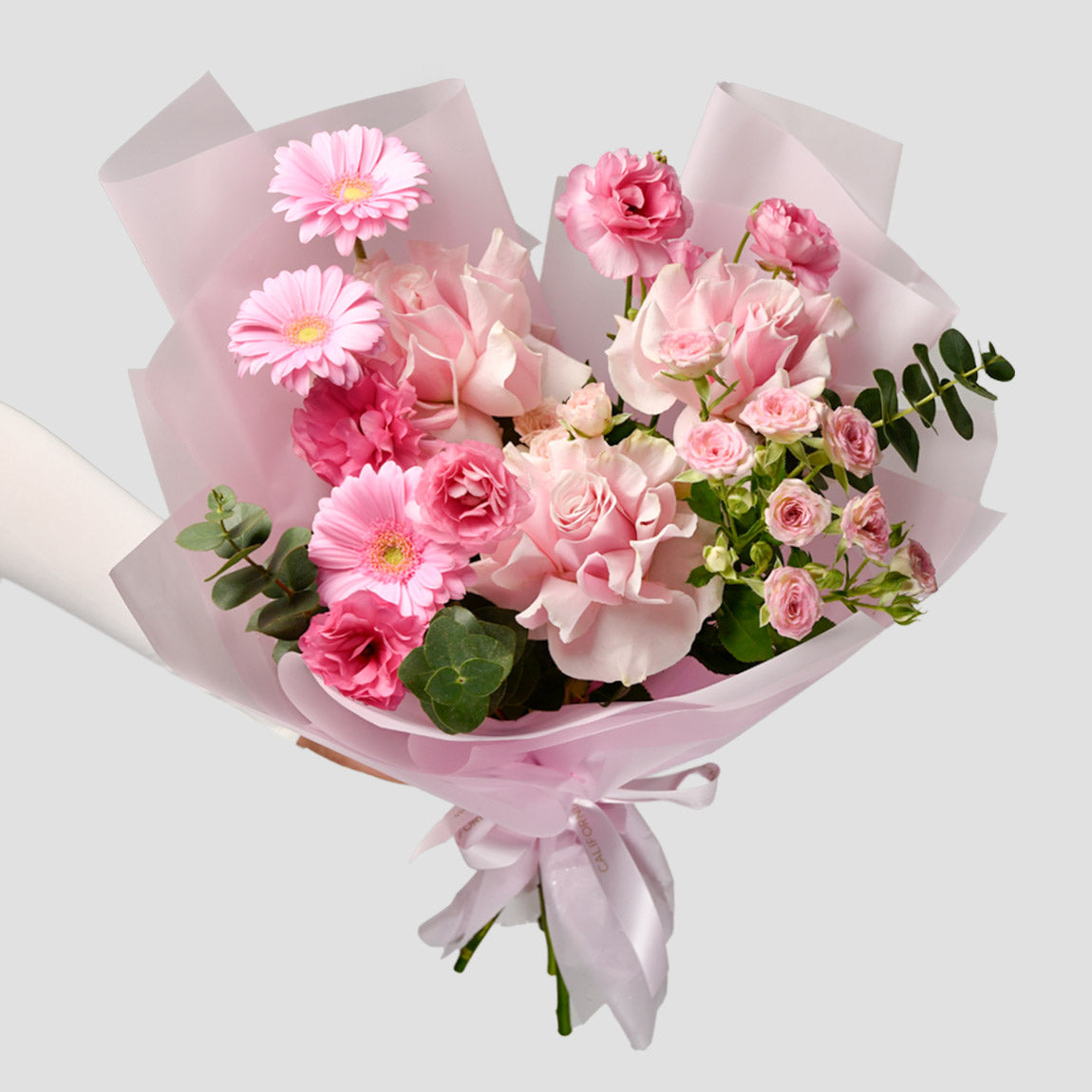 Flower delivery Bucharest - California Flowers, Bouquet of special pink roses, ranunculus and gerbera, Californiaflowers.ro