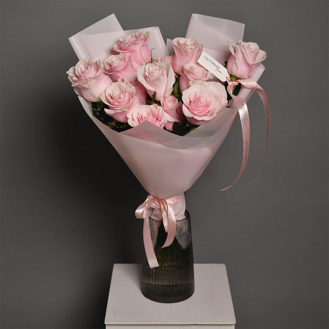 Buchet 15 trandafiri roz, 3, Californiaflowers.ro