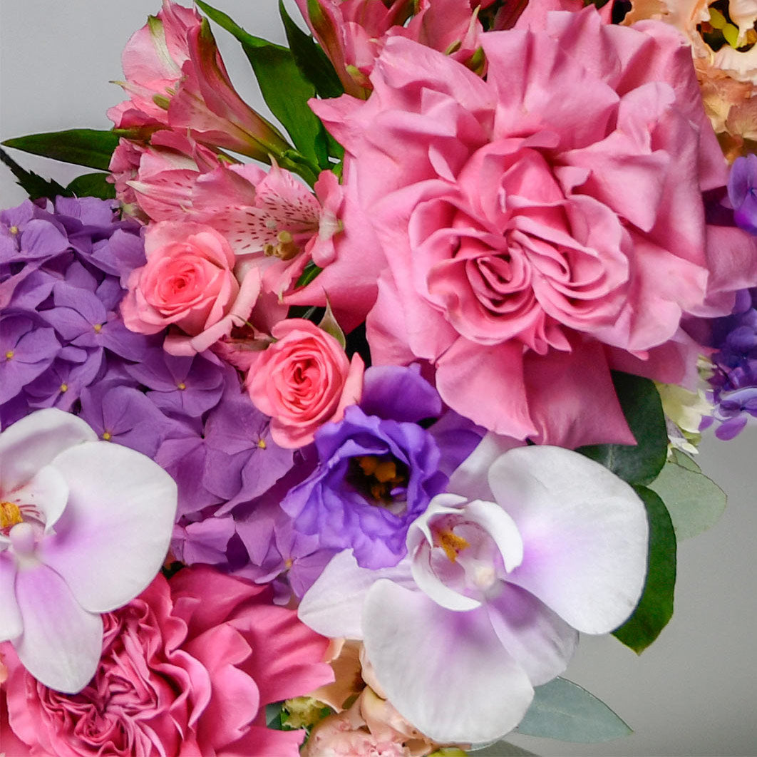 Livrare flori Bucuresti - California Flowers, Coroana funerara rotunda cu phalaenopsis roz si hortensie, Californiaflowers.ro