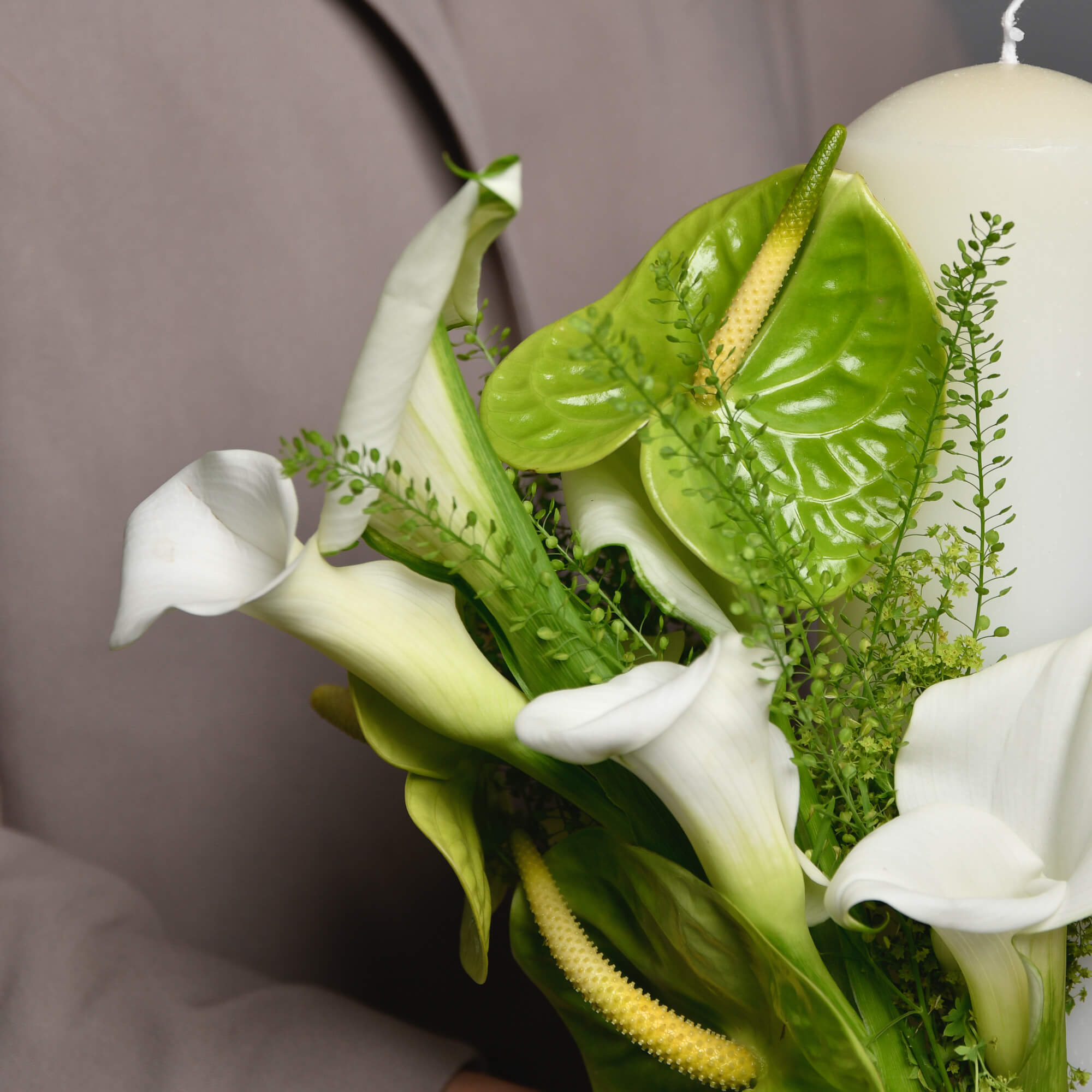 Lumanari de cununie cu anthurium verde si cale, 4, Californiaflowers.ro