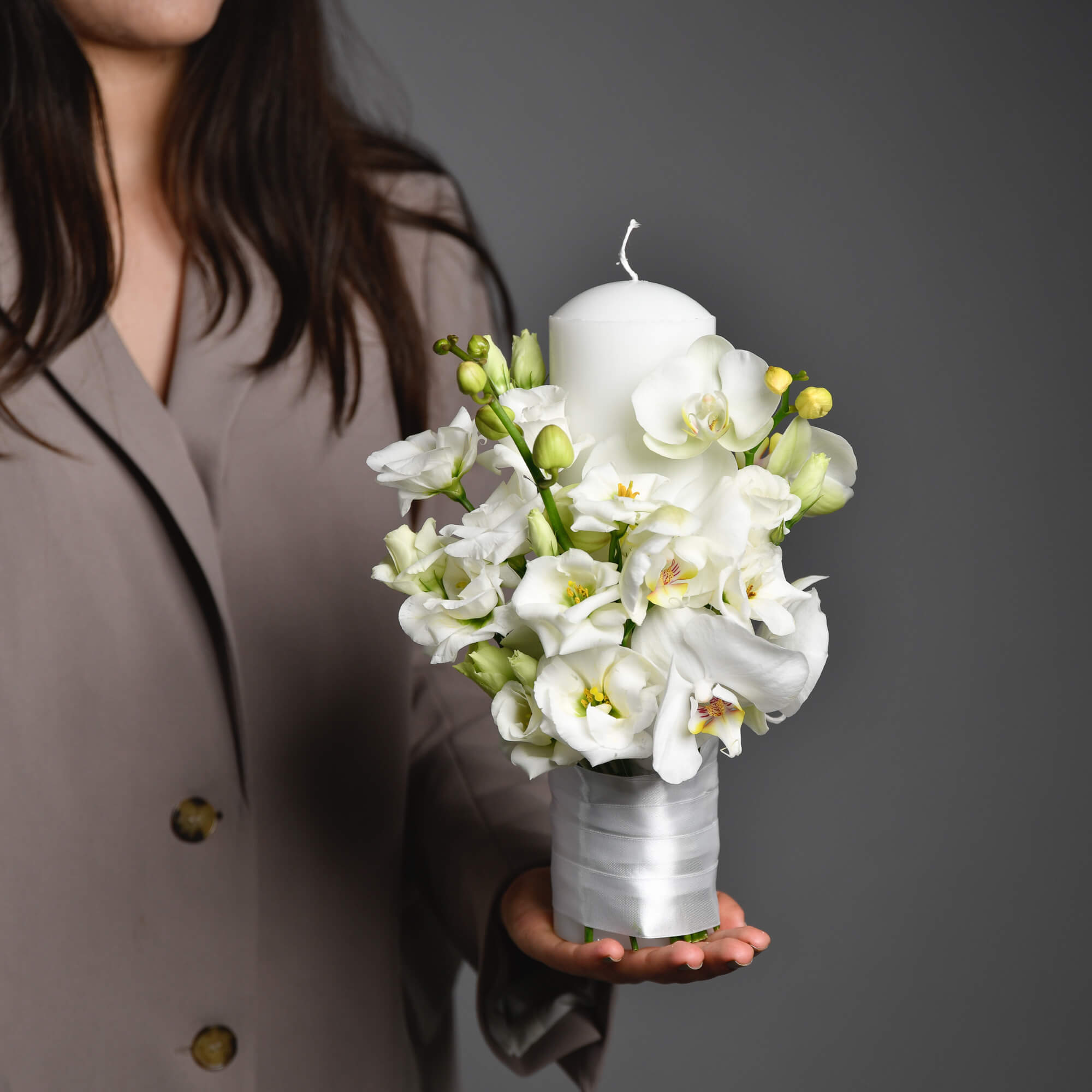Lumanari de cununie cu phalaenopsis si lisianthus alb, 3, Californiaflowers.ro