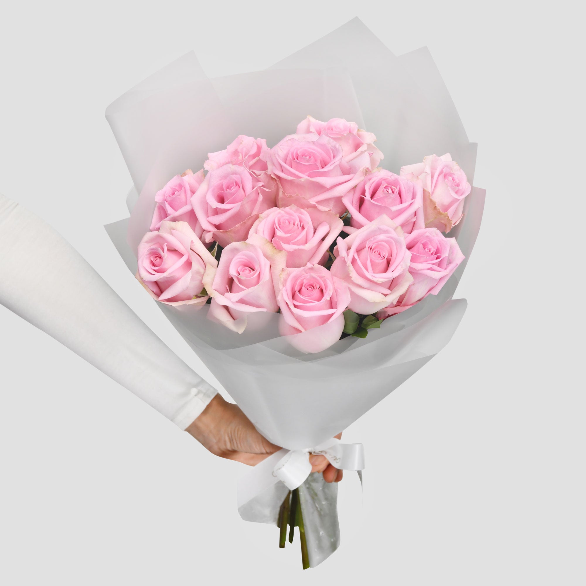 Bouquet of 13 pink roses, 1, Californiaflowers.ro