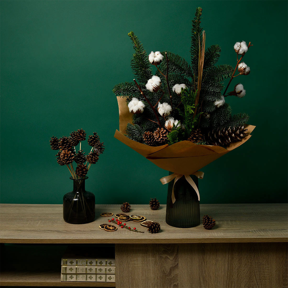 Bouquet with cotton, fir tree and cones, 6, Californiaflowers.ro