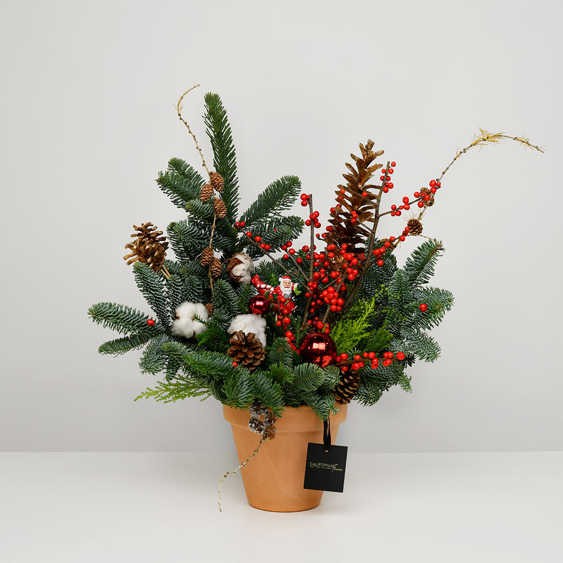 Christmas arrangement with ilex, fir tree and decorations, 6, Californiaflowers.ro