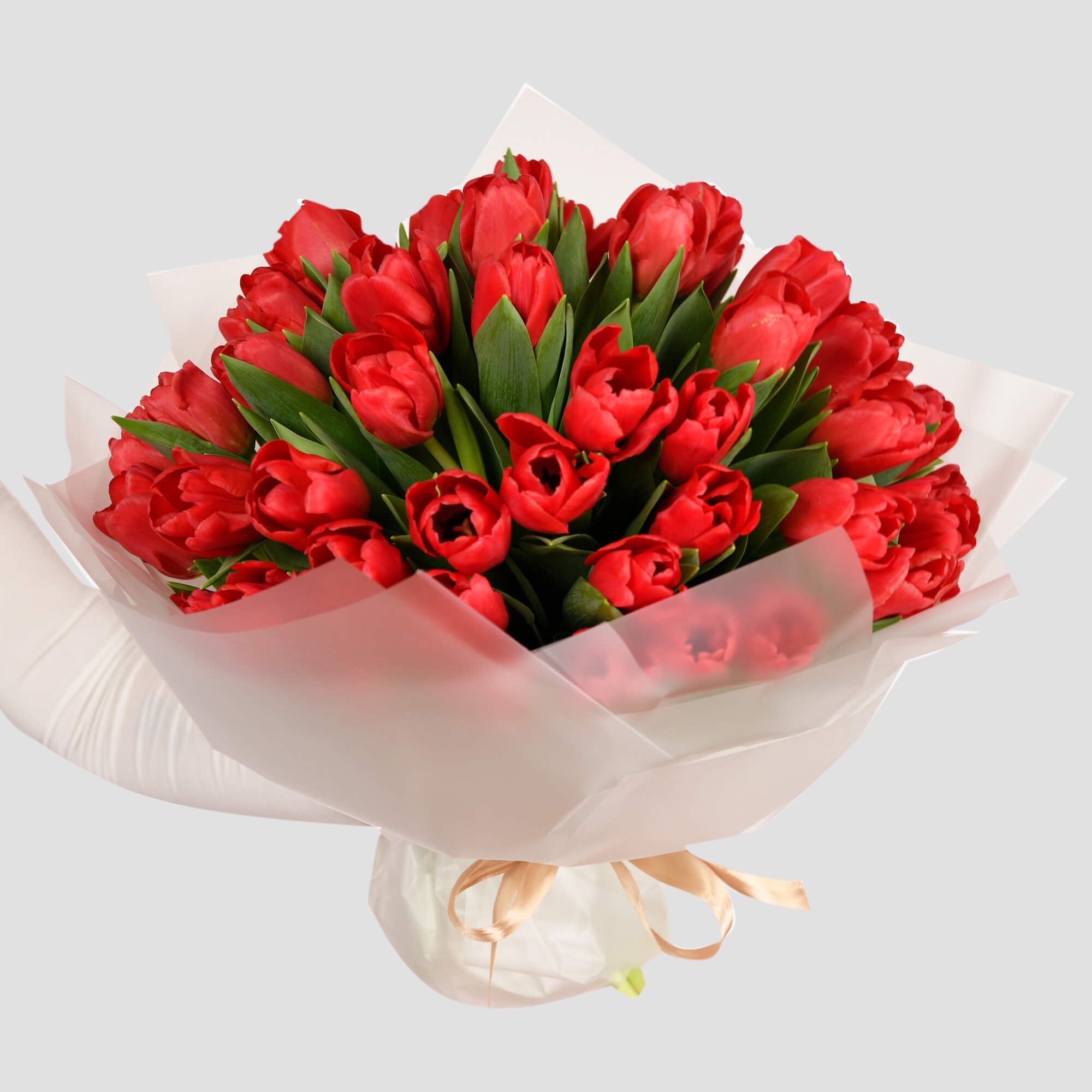 Bouquet with 49 red tulips