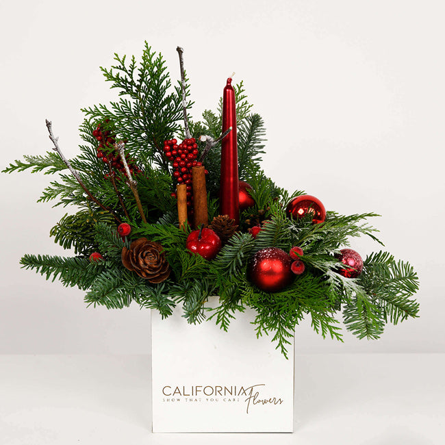 Christmas arrangement with red balls