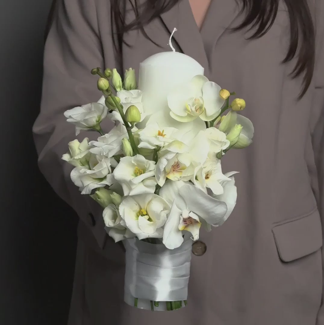 Lumanari de cununie cu phalaenopsis si lisianthus alb, 5, Californiaflowers.ro
