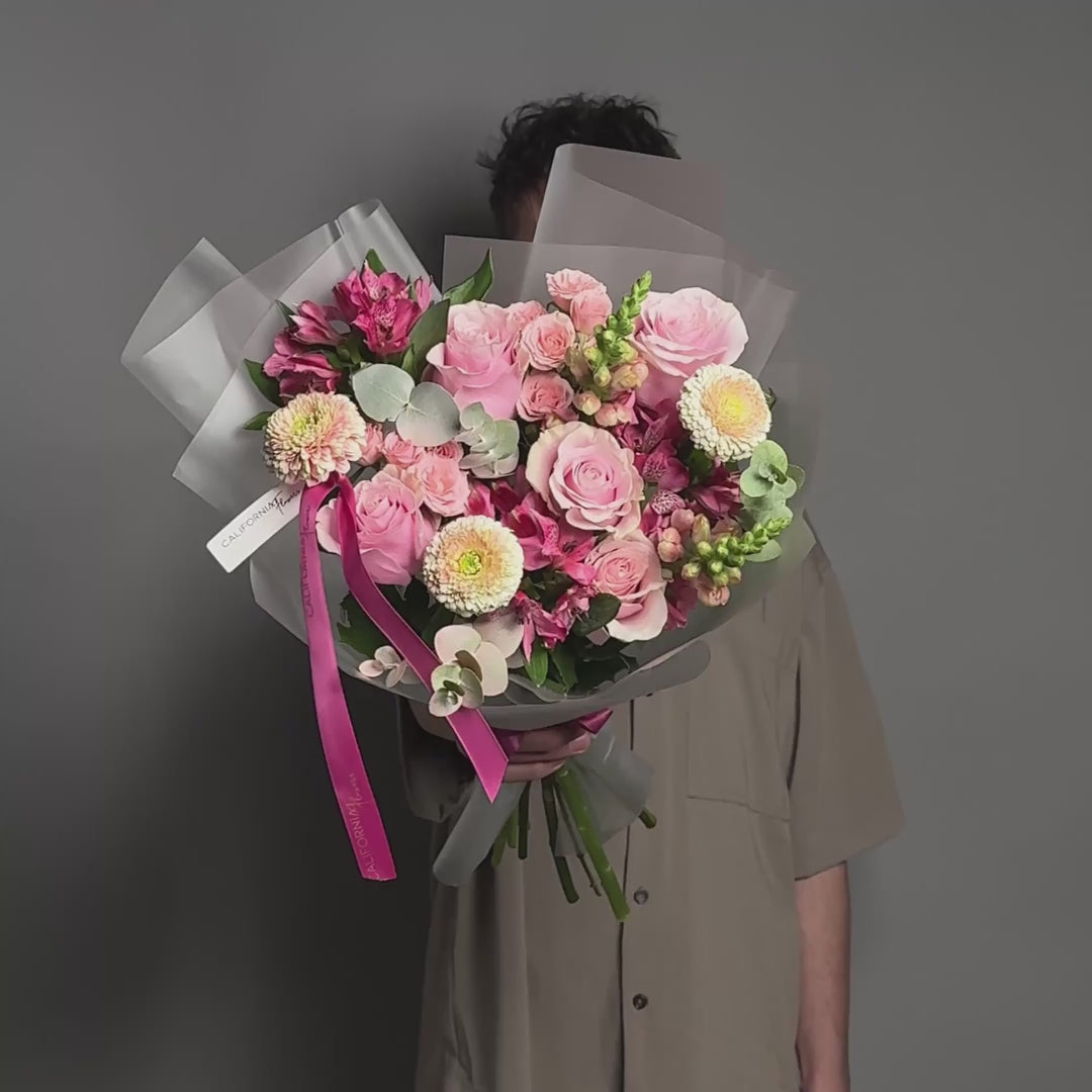 Buchet trandafiri roz si alstroemeria, 11, Californiaflowers.ro