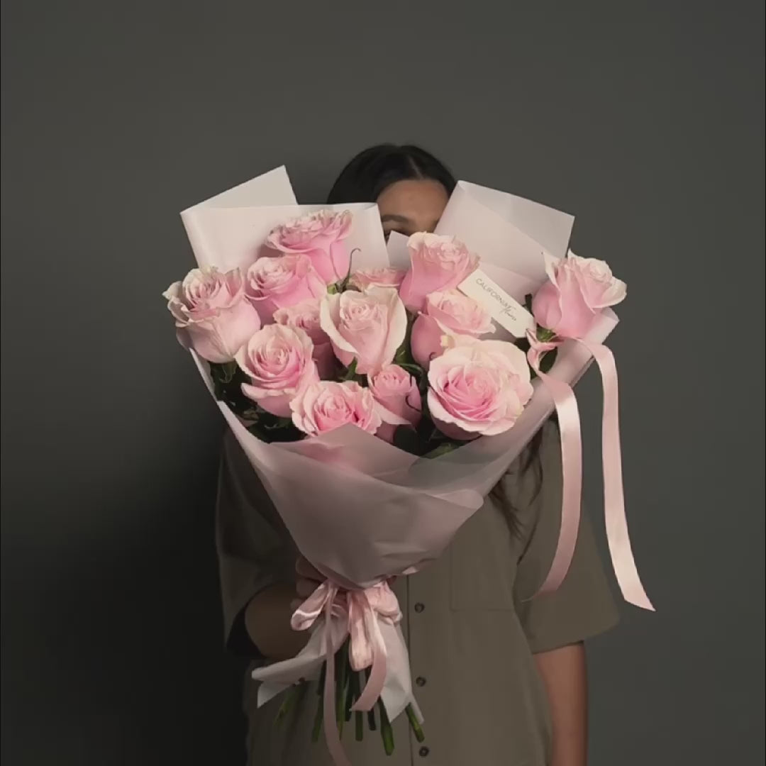 Buchet 15 trandafiri roz, 4, Californiaflowers.ro