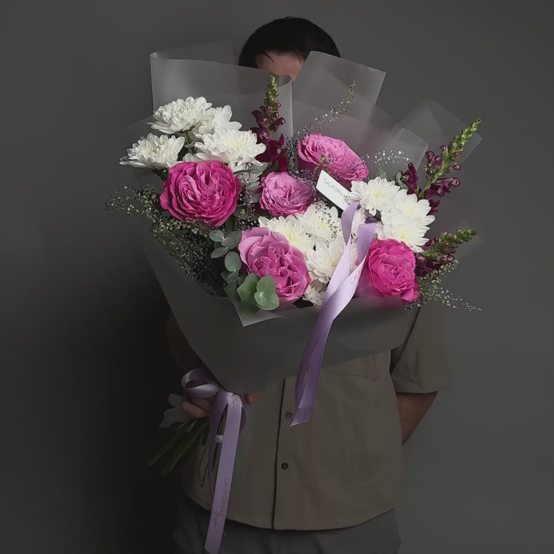 Buchet trandafiri roz si crizanteme, 11, Californiaflowers.ro