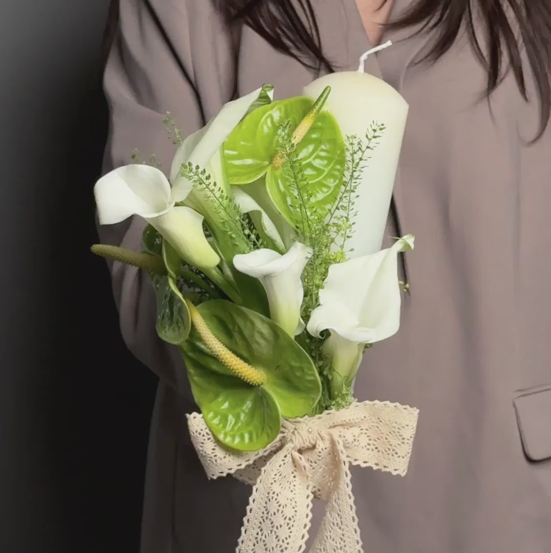Lumanari de cununie cu anthurium verde si cale, 7, Californiaflowers.ro