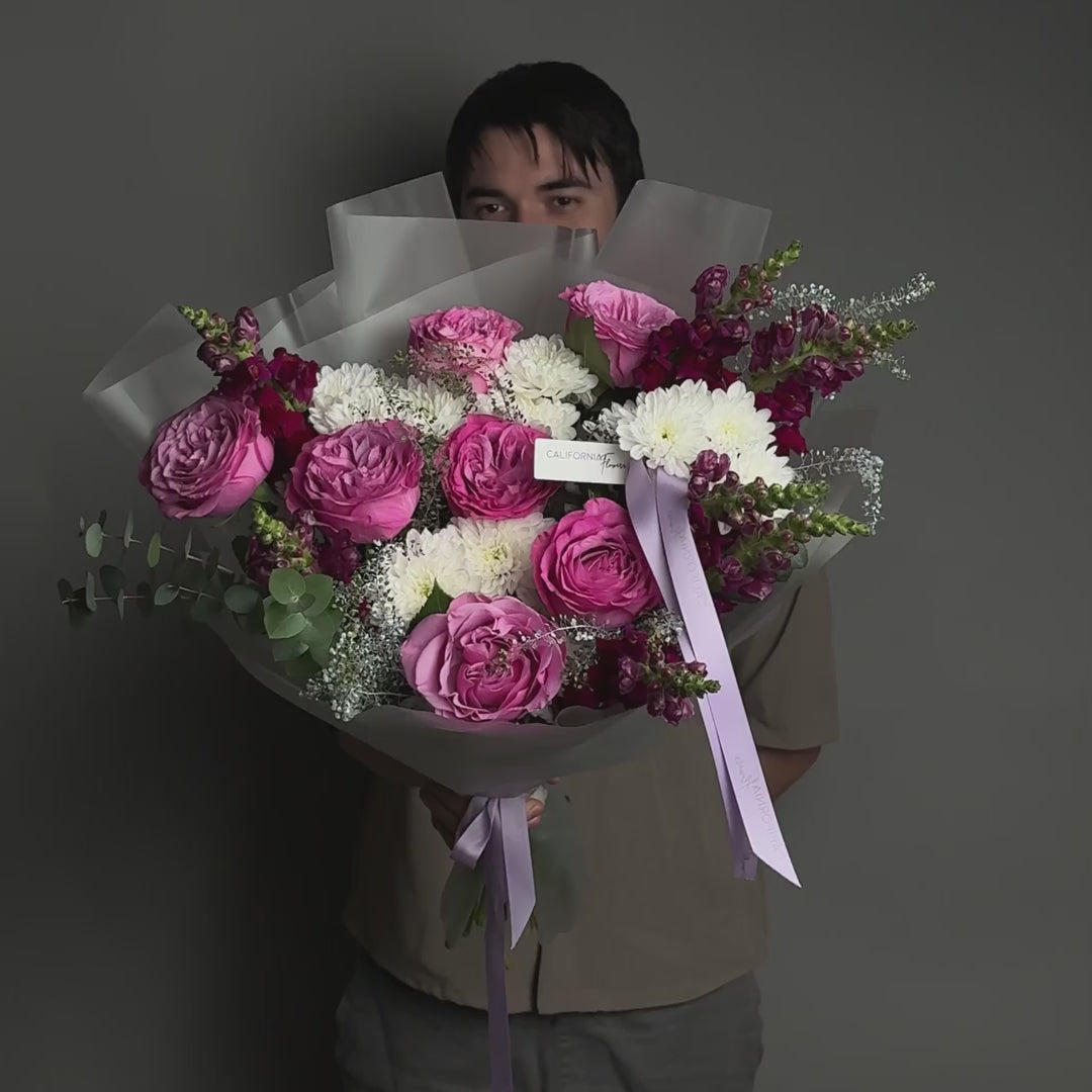 Buchet trandafiri roz si crizanteme, 10, Californiaflowers.ro